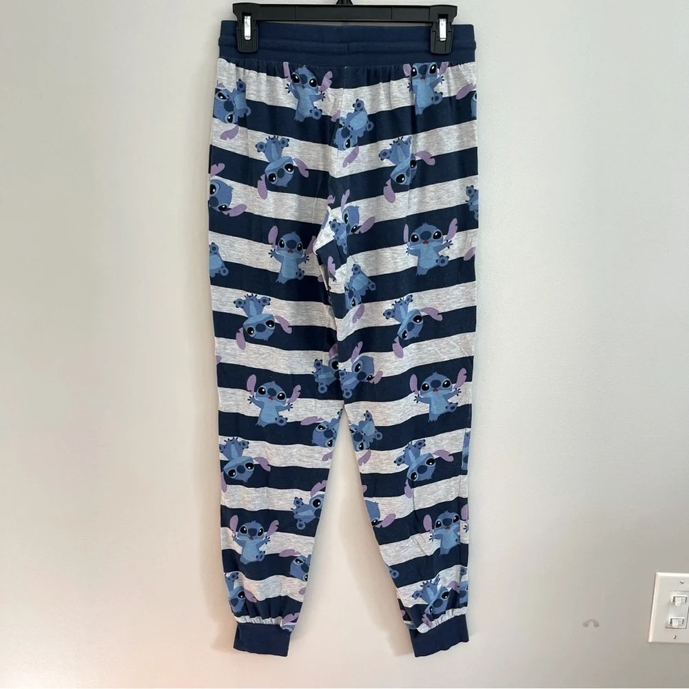 Disney Lilo & Stitch Allover Print Womens Joggers Blue Gray Striped Small - Picture 2 of 10